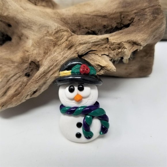 Vintage Snowman & Candy Cane Pins Brooch Holiday - Picture 3 of 10